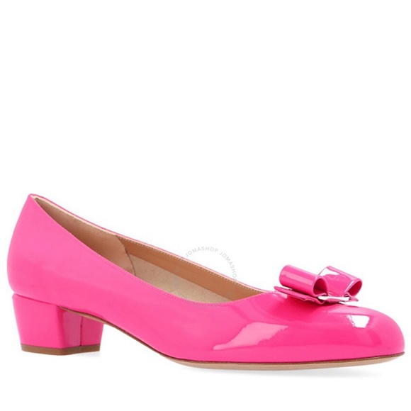 Salvatore Ferragamo | Vara Bow Pump | Patent Leather | Hot Pink | Size 8 - Picture 1 of 15